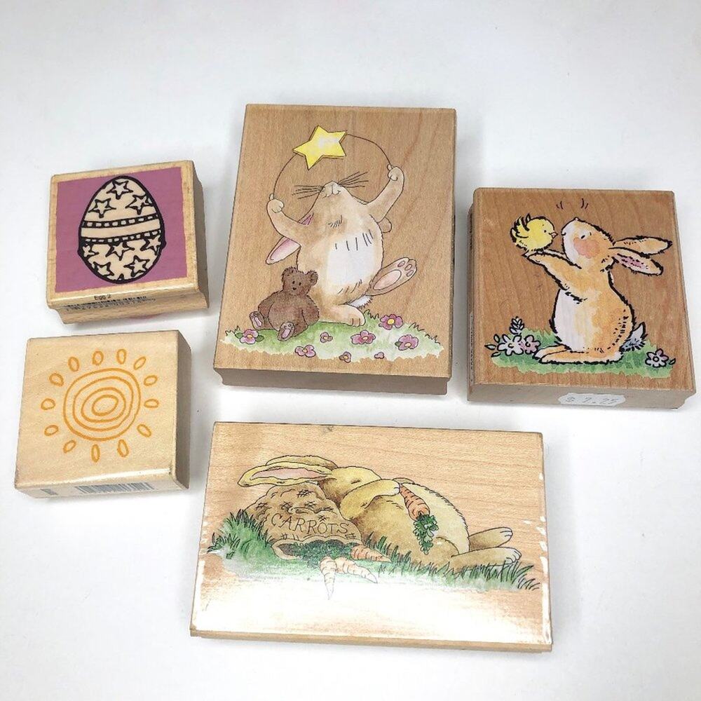 Lot of 5 Easter Bunny Egg Stamps Bundle